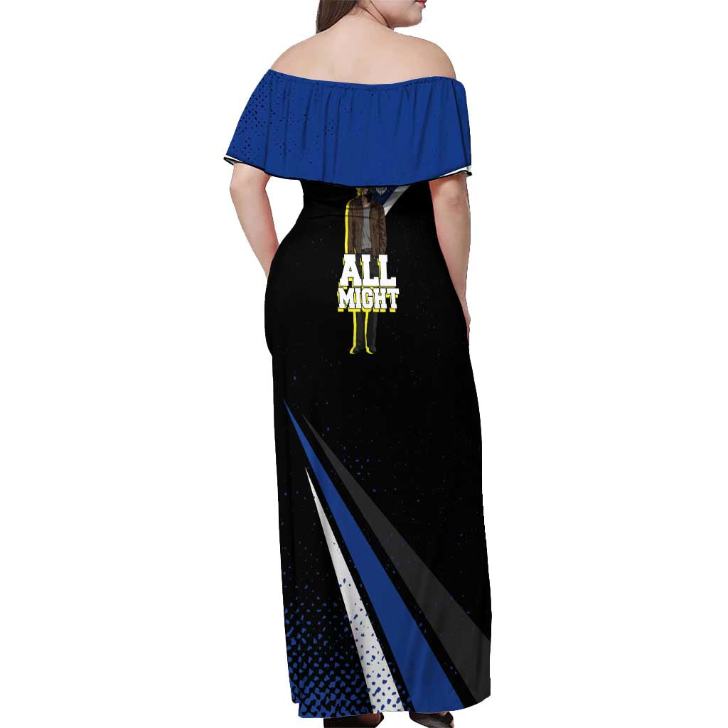 All Might My Hero Academia Off Shoulder Maxi Dress Anime Grunge Splatter Graphic Style