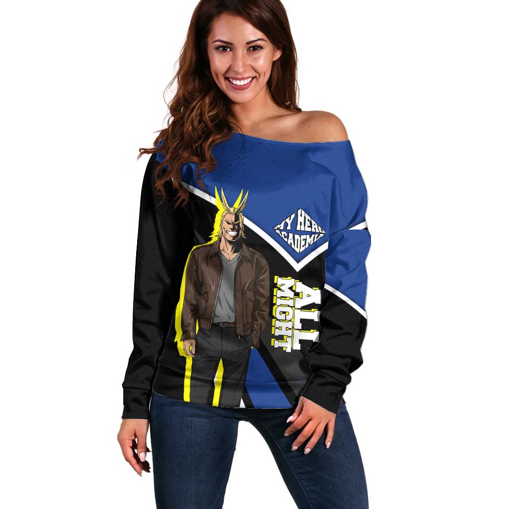 All Might My Hero Academia Off Shoulder Sweater Anime Grunge Splatter Graphic Style