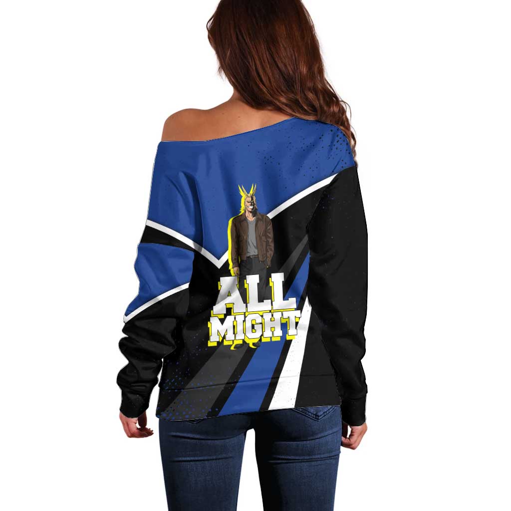 All Might My Hero Academia Off Shoulder Sweater Anime Grunge Splatter Graphic Style