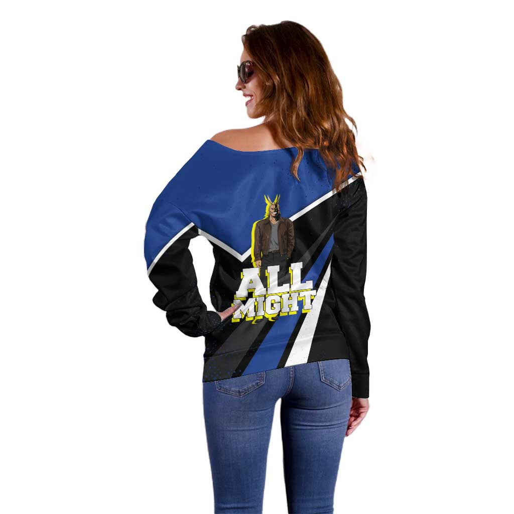 All Might My Hero Academia Off Shoulder Sweater Anime Grunge Splatter Graphic Style