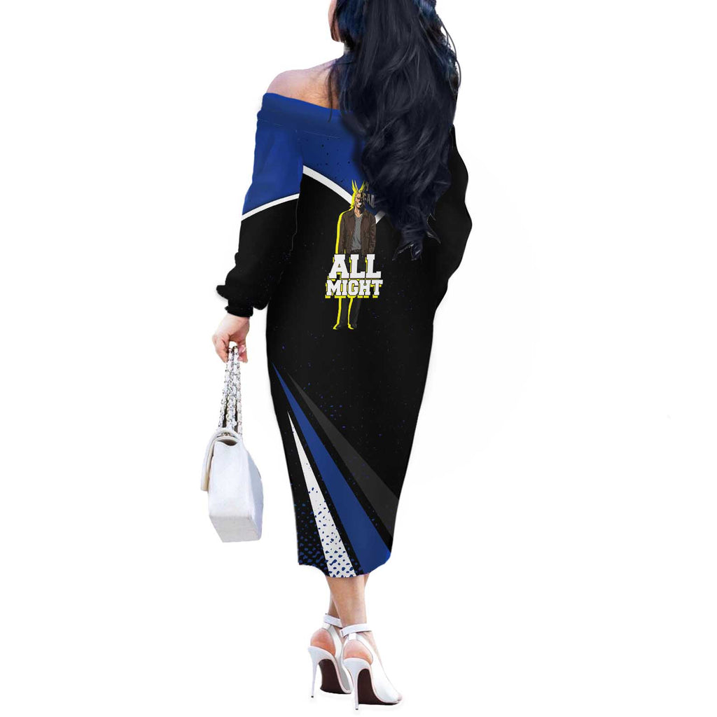 All Might My Hero Academia Off The Shoulder Long Sleeve Dress Anime Grunge Splatter Graphic Style