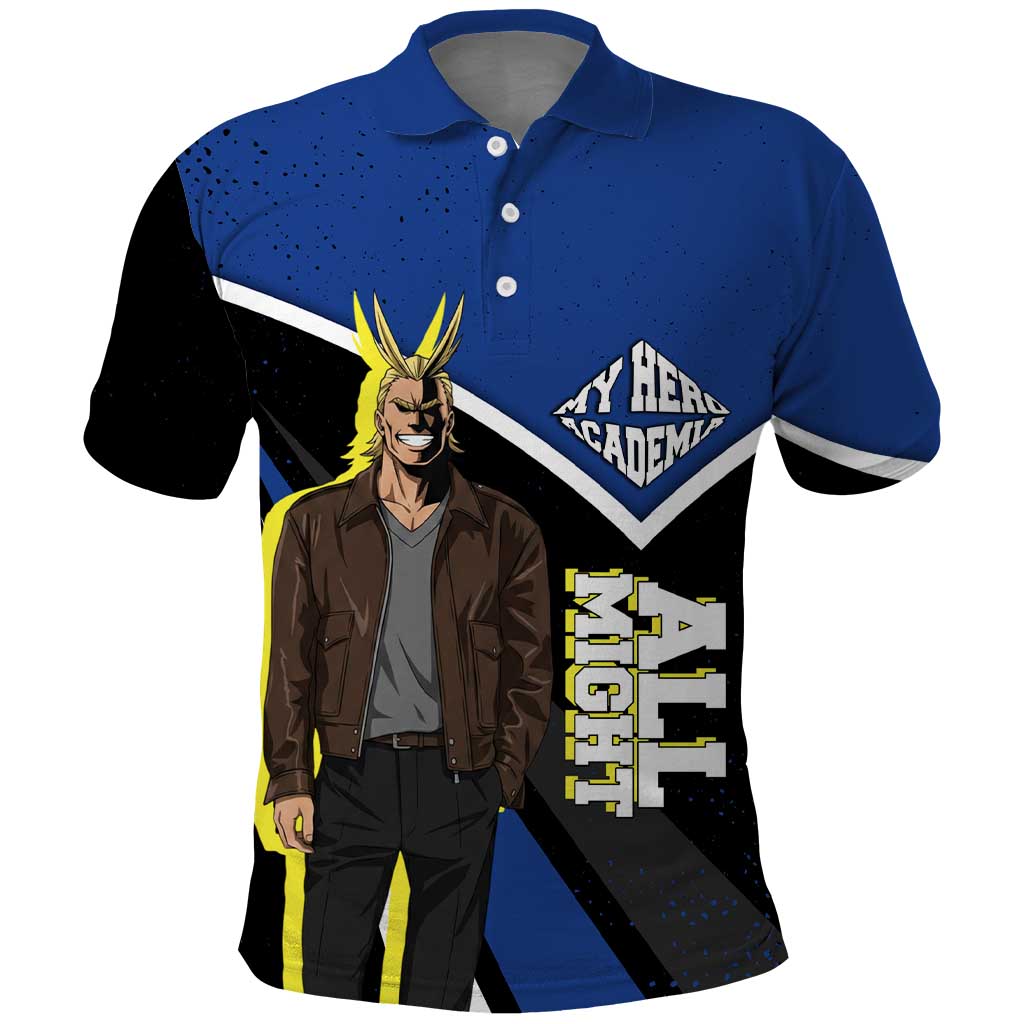 All Might My Hero Academia Polo Shirt Anime Grunge Splatter Graphic Style