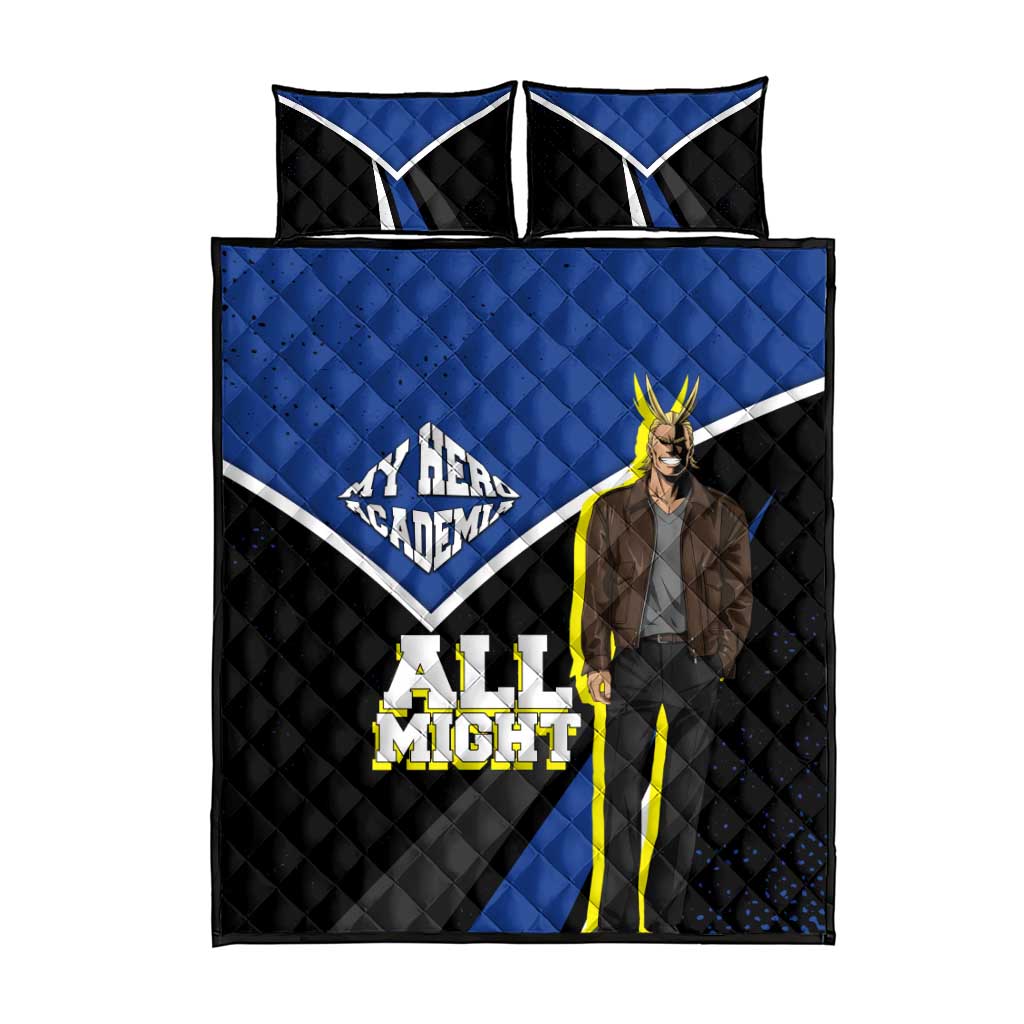 All Might My Hero Academia Quilt Bed Set Anime Grunge Splatter Graphic Style