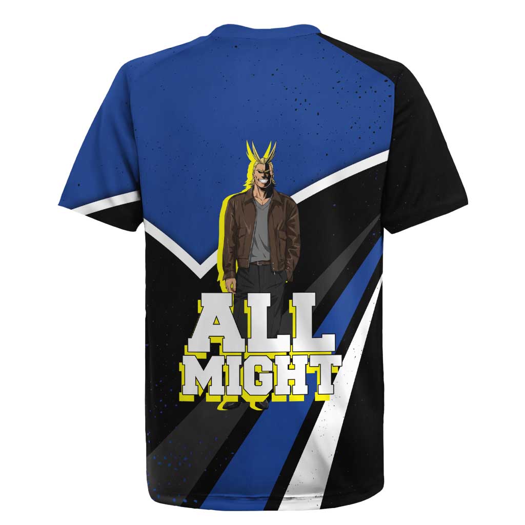 All Might My Hero Academia Rugby Jersey Anime Grunge Splatter Graphic Style