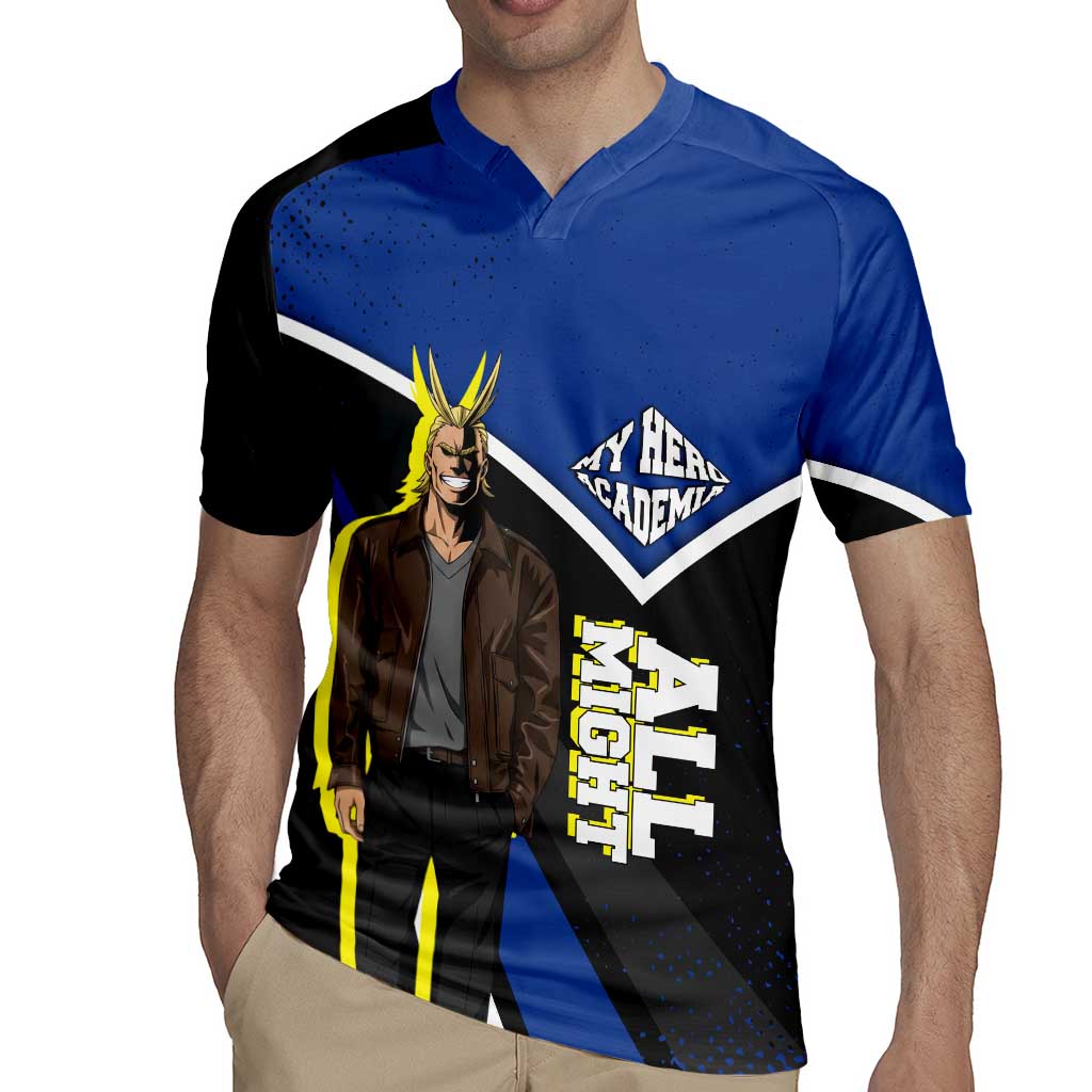 All Might My Hero Academia Rugby Jersey Anime Grunge Splatter Graphic Style