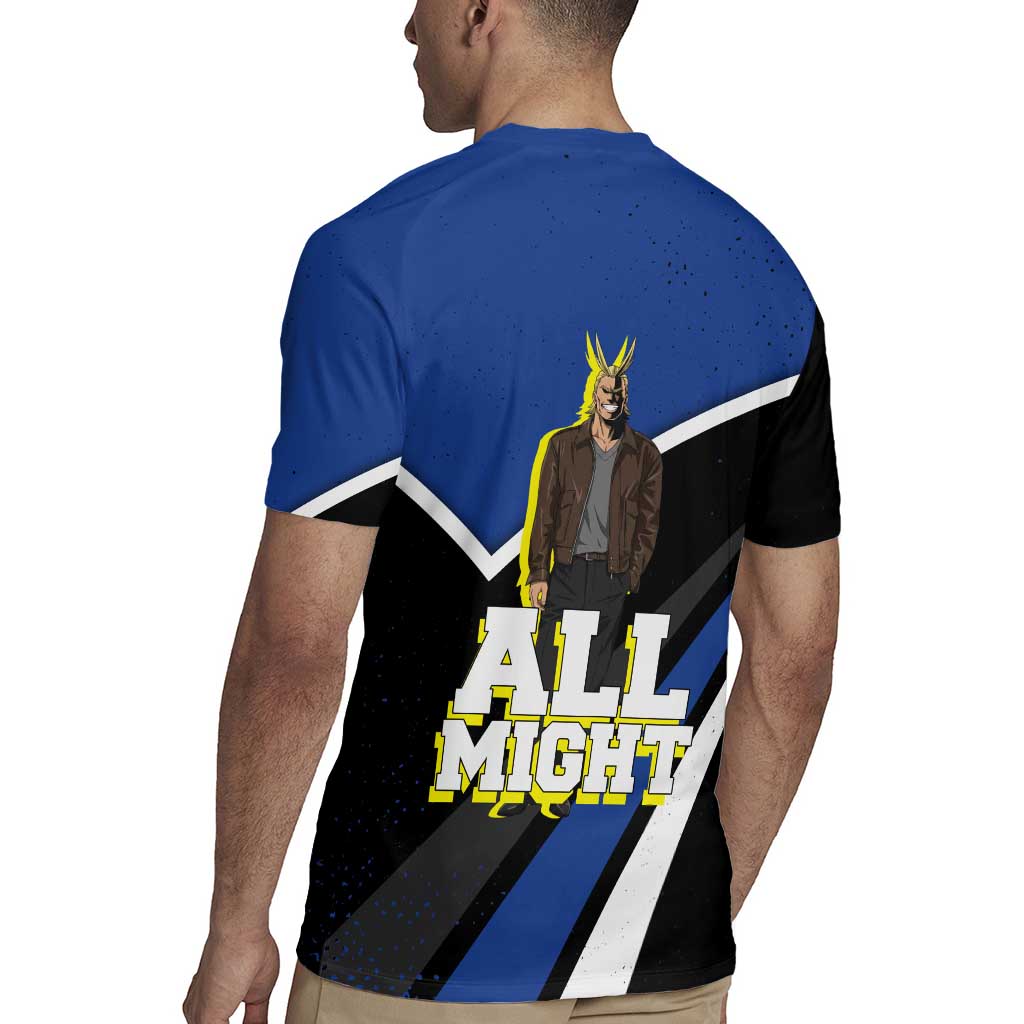 All Might My Hero Academia Rugby Jersey Anime Grunge Splatter Graphic Style