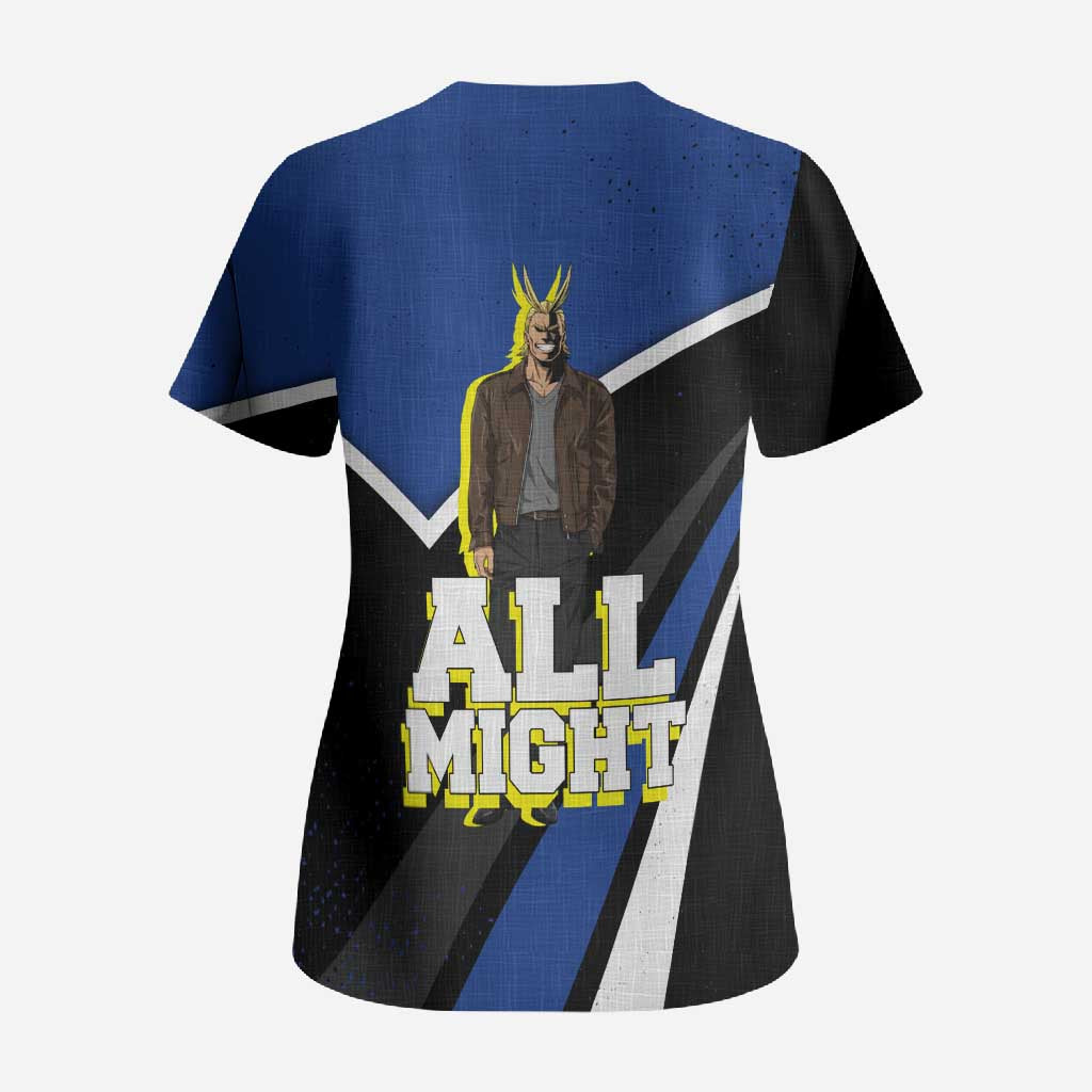 All Might My Hero Academia Scrub Top Anime Grunge Splatter Graphic Style