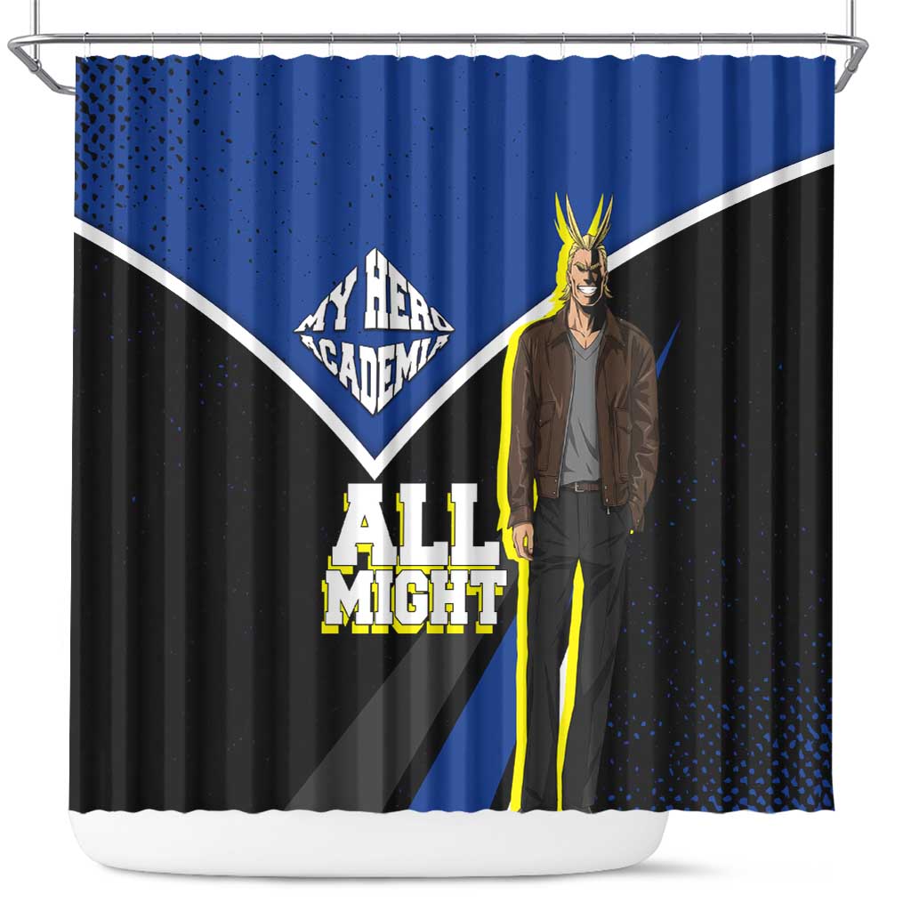 All Might My Hero Academia Shower Curtain Anime Grunge Splatter Graphic Style