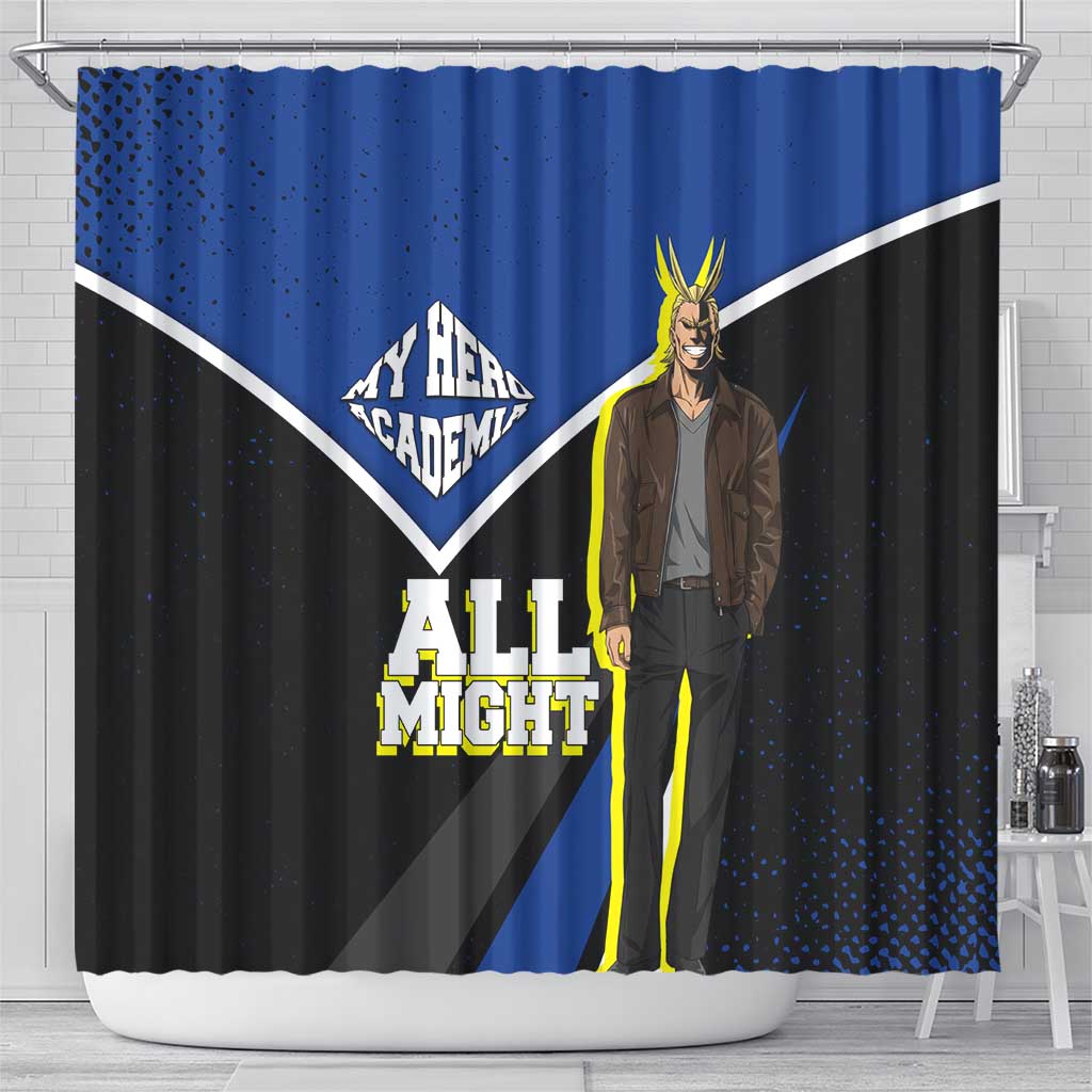 All Might My Hero Academia Shower Curtain Anime Grunge Splatter Graphic Style