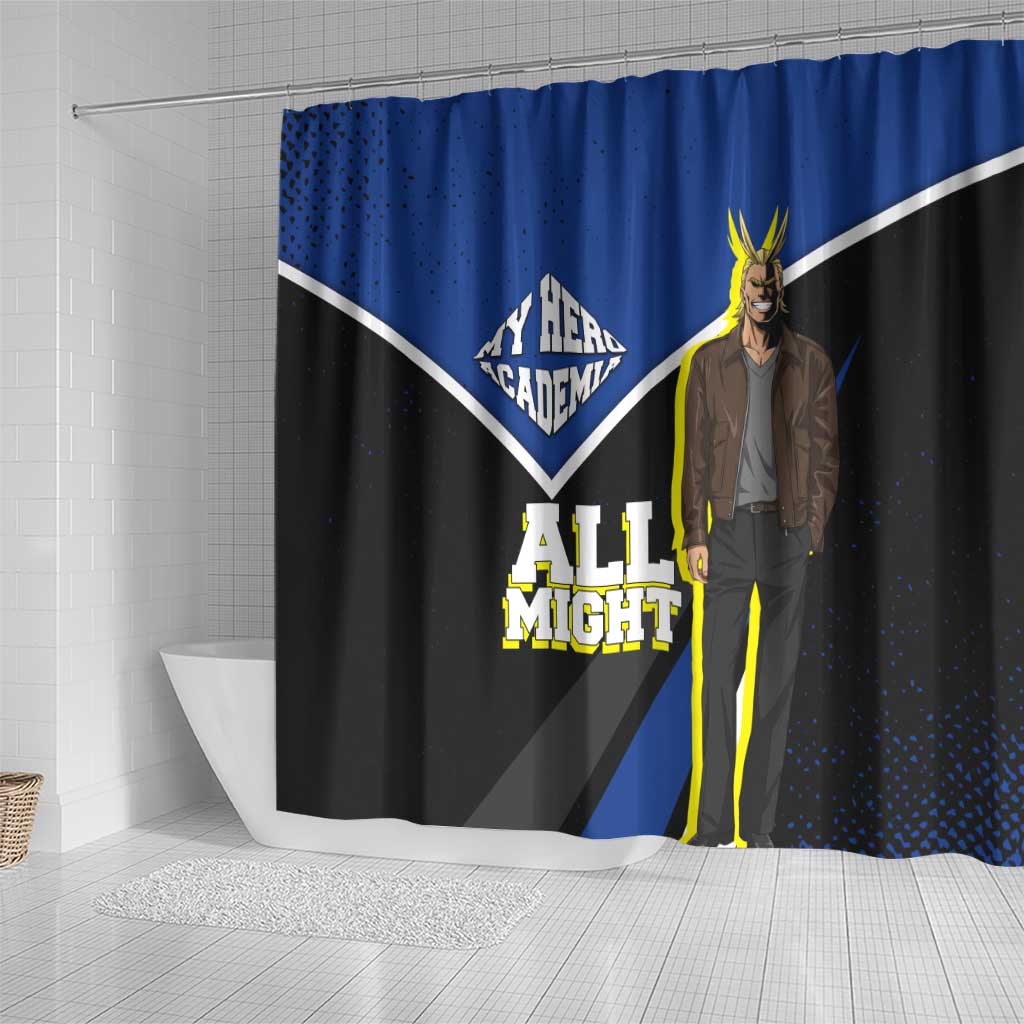 All Might My Hero Academia Shower Curtain Anime Grunge Splatter Graphic Style