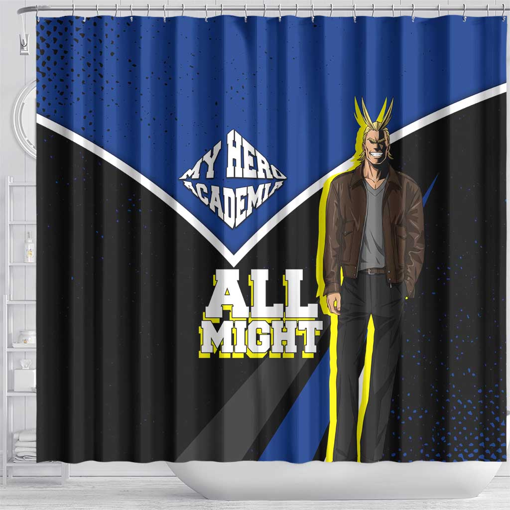 All Might My Hero Academia Shower Curtain Anime Grunge Splatter Graphic Style