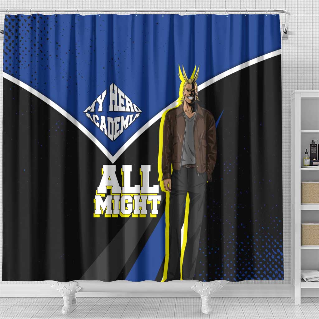 All Might My Hero Academia Shower Curtain Anime Grunge Splatter Graphic Style