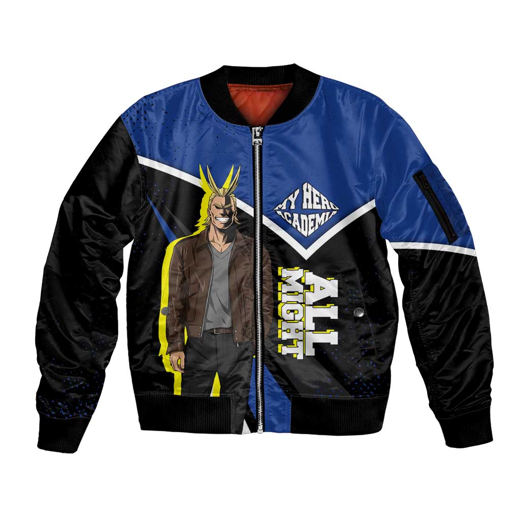 All Might My Hero Academia Sleeve Zip Bomber Jacket Anime Grunge Splatter Graphic Style