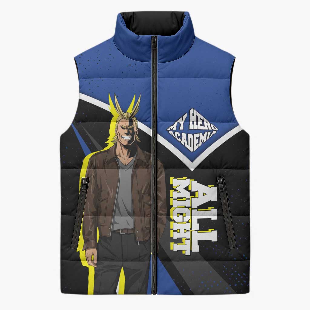 All Might My Hero Academia Sleeveless Puffer Jacket Anime Grunge Splatter Graphic Style