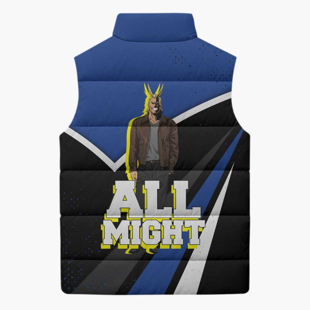 All Might My Hero Academia Sleeveless Puffer Jacket Anime Grunge Splatter Graphic Style