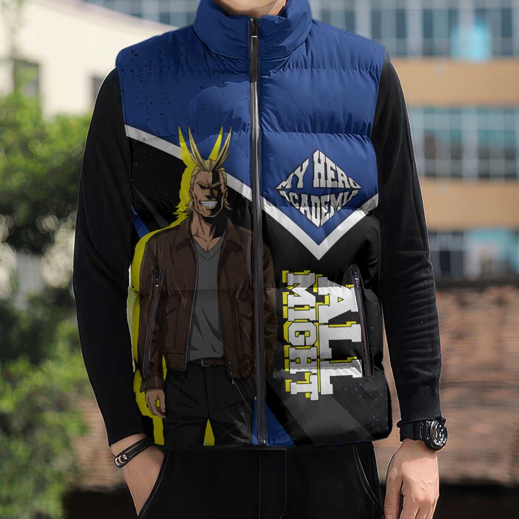 All Might My Hero Academia Sleeveless Puffer Jacket Anime Grunge Splatter Graphic Style