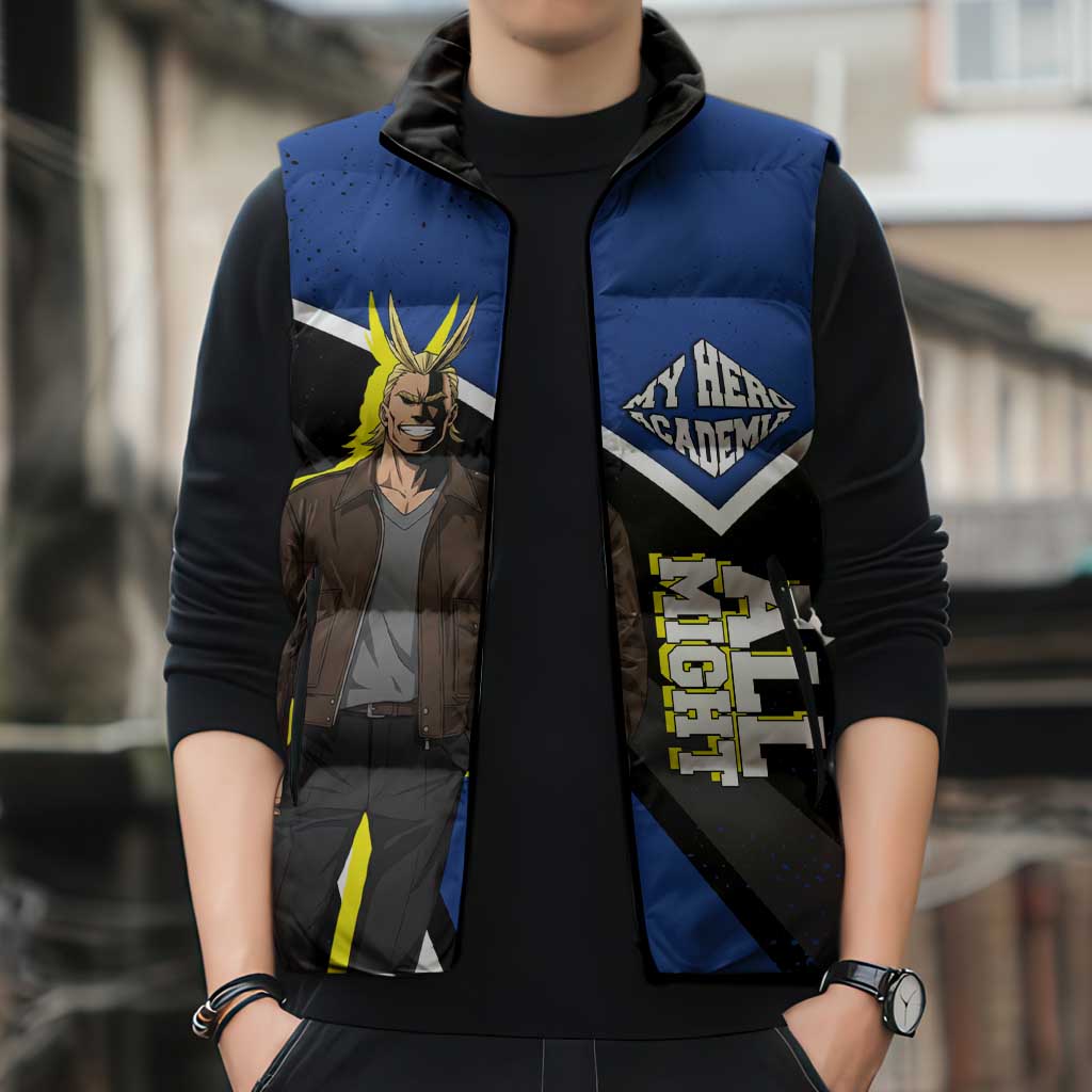 All Might My Hero Academia Sleeveless Puffer Jacket Anime Grunge Splatter Graphic Style