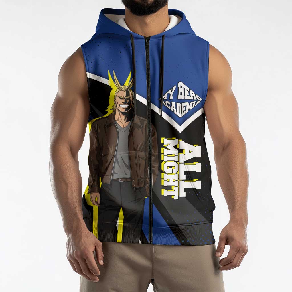 All Might My Hero Academia Sleeveless Zip Hoodie Anime Grunge Splatter Graphic Style