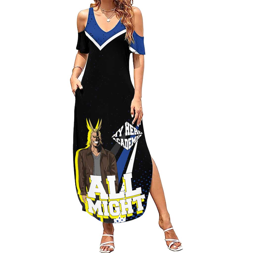 All Might My Hero Academia Summer Maxi Dress Anime Grunge Splatter Graphic Style