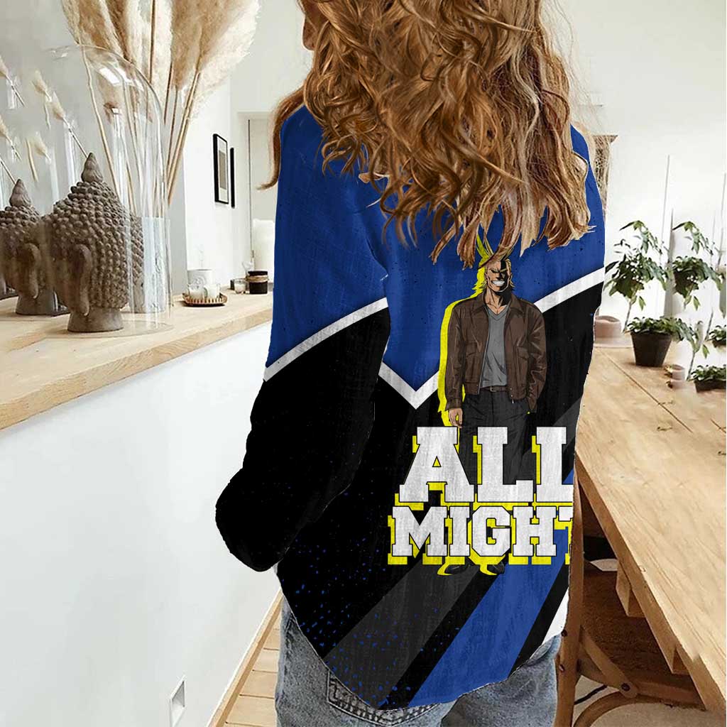 All Might My Hero Academia Women Casual Shirt Anime Grunge Splatter Graphic Style
