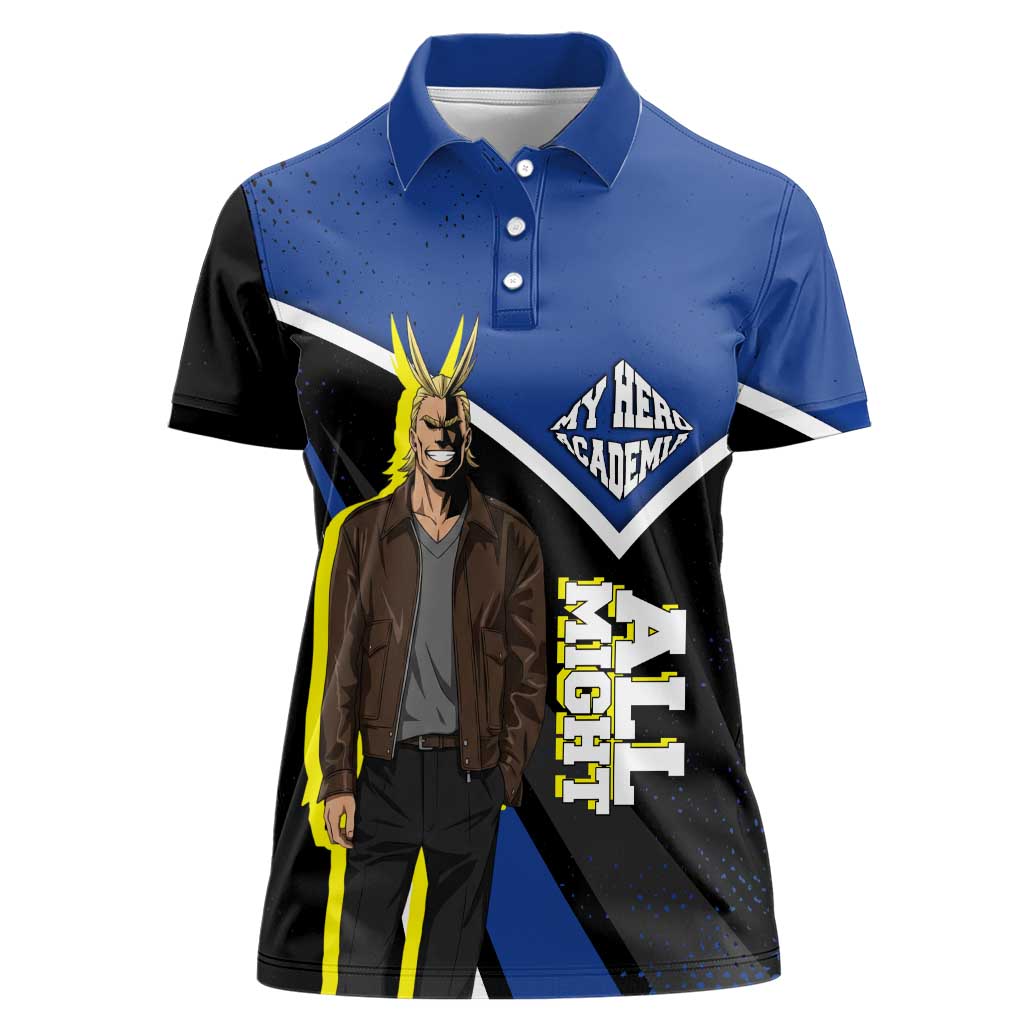 All Might My Hero Academia Women Polo Shirt Anime Grunge Splatter Graphic Style