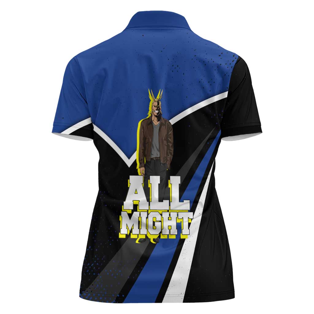 All Might My Hero Academia Women Polo Shirt Anime Grunge Splatter Graphic Style