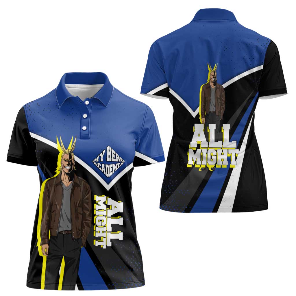 All Might My Hero Academia Women Polo Shirt Anime Grunge Splatter Graphic Style