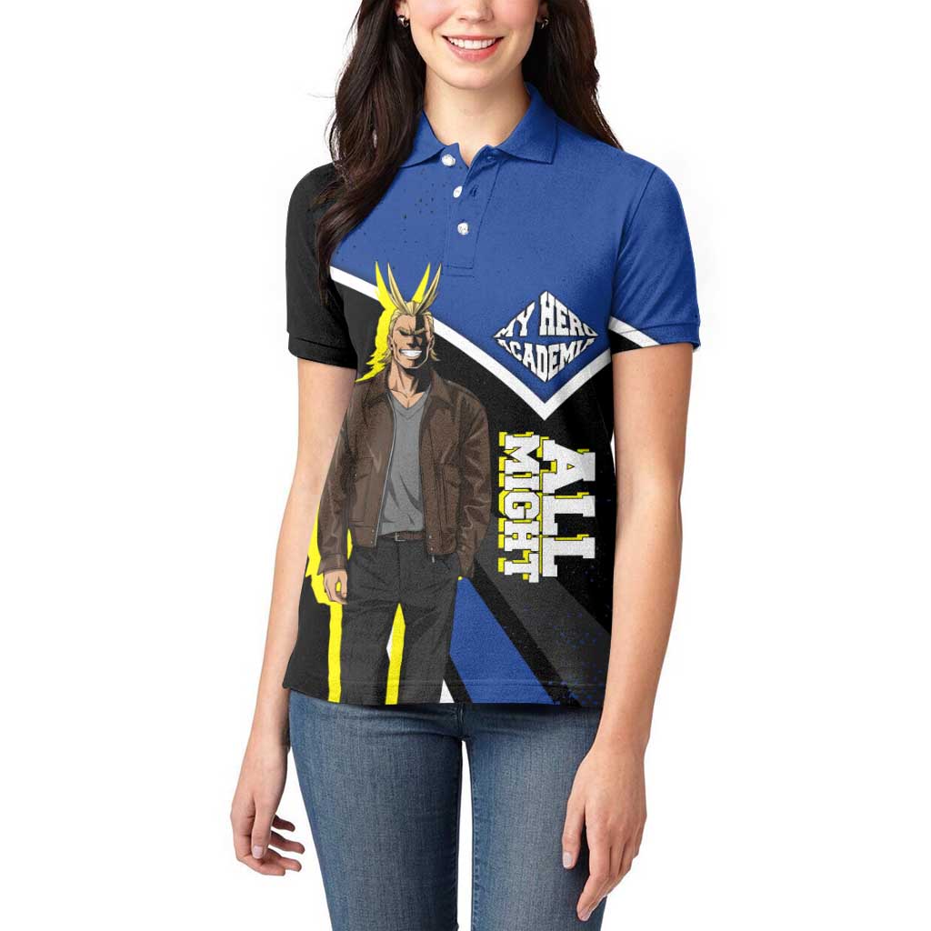 All Might My Hero Academia Women Polo Shirt Anime Grunge Splatter Graphic Style