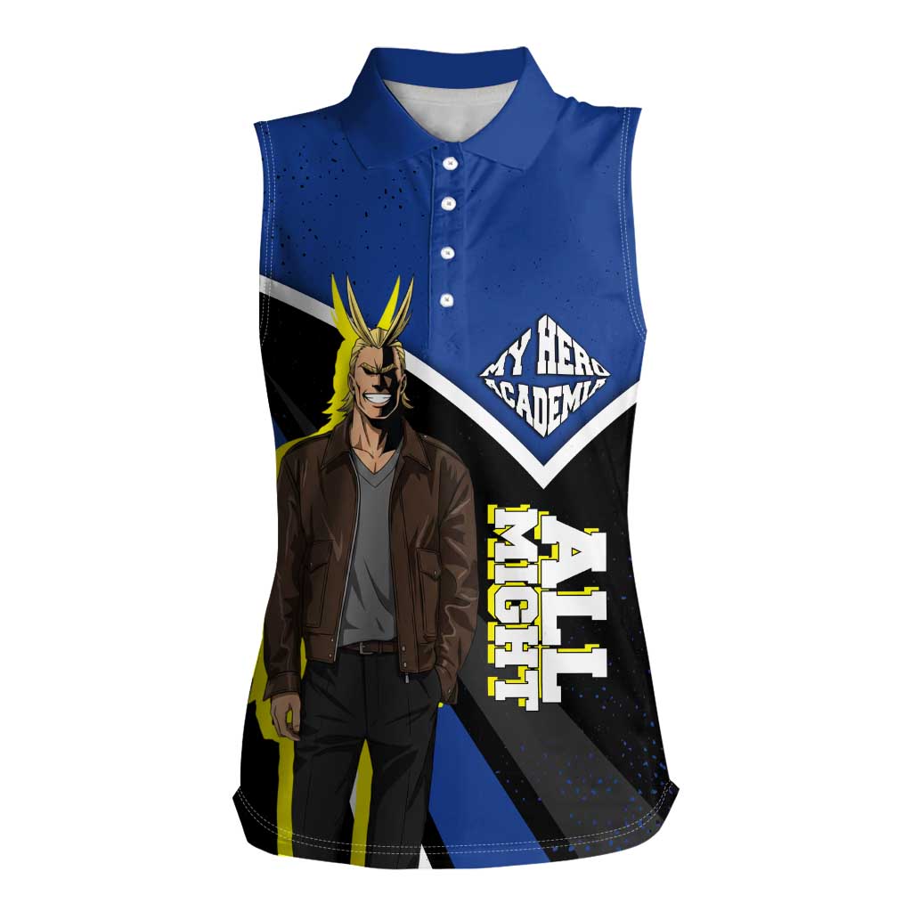 All Might My Hero Academia Women Sleeveless Polo Shirt Anime Grunge Splatter Graphic Style
