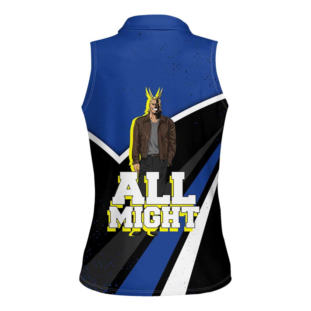 All Might My Hero Academia Women Sleeveless Polo Shirt Anime Grunge Splatter Graphic Style