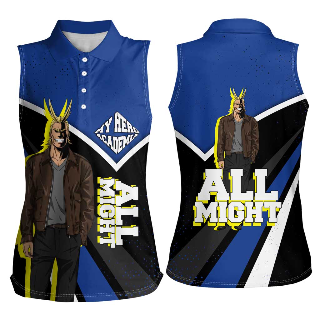 All Might My Hero Academia Women Sleeveless Polo Shirt Anime Grunge Splatter Graphic Style