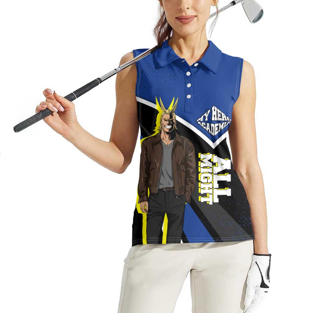 All Might My Hero Academia Women Sleeveless Polo Shirt Anime Grunge Splatter Graphic Style