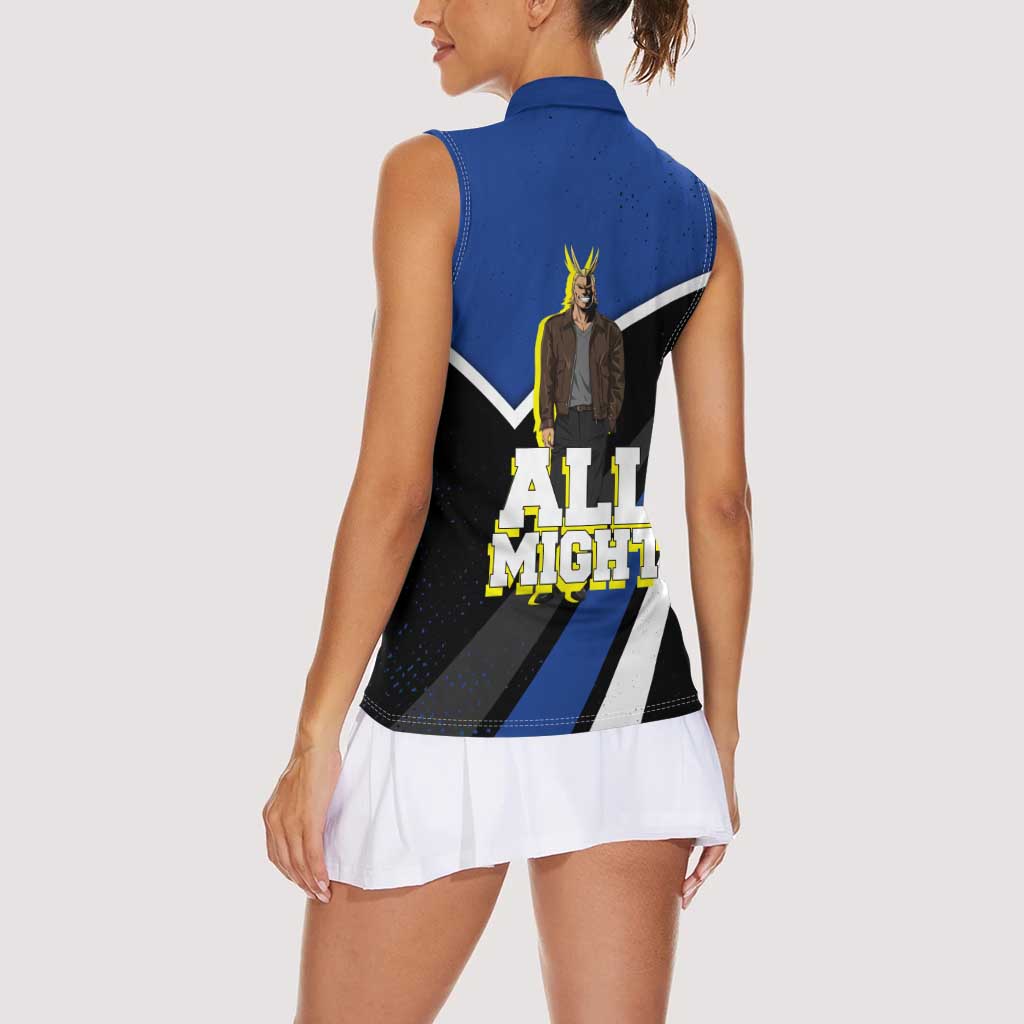 All Might My Hero Academia Women Sleeveless Polo Shirt Anime Grunge Splatter Graphic Style