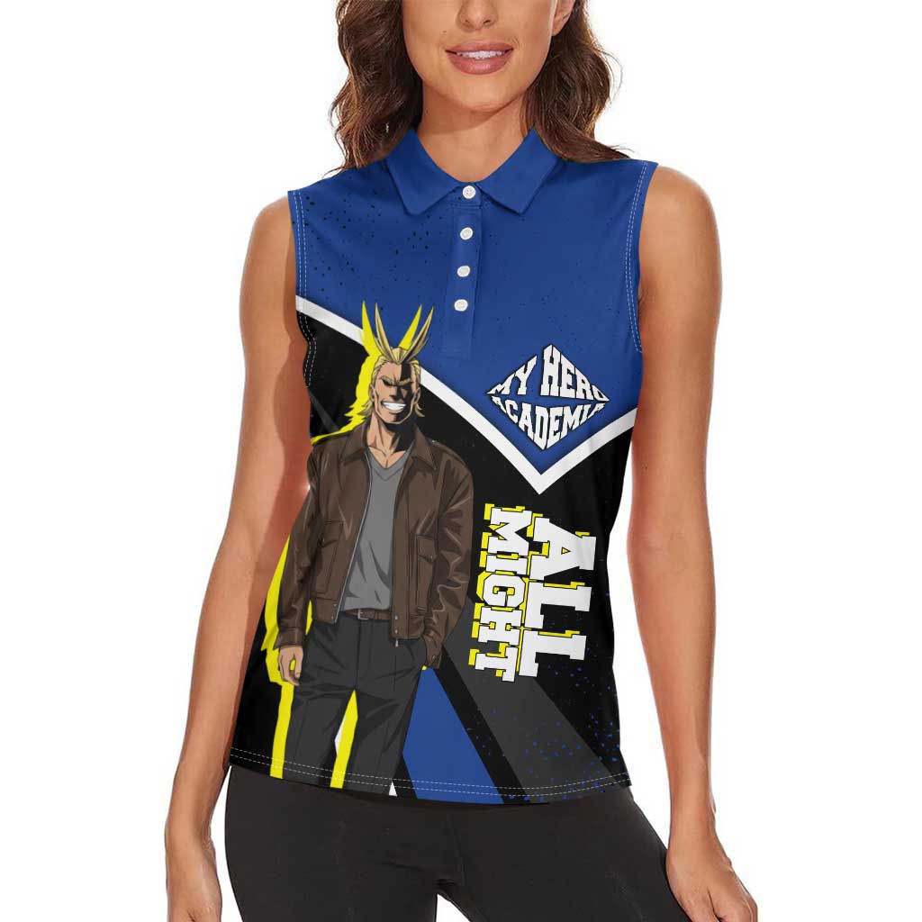 All Might My Hero Academia Women Sleeveless Polo Shirt Anime Grunge Splatter Graphic Style