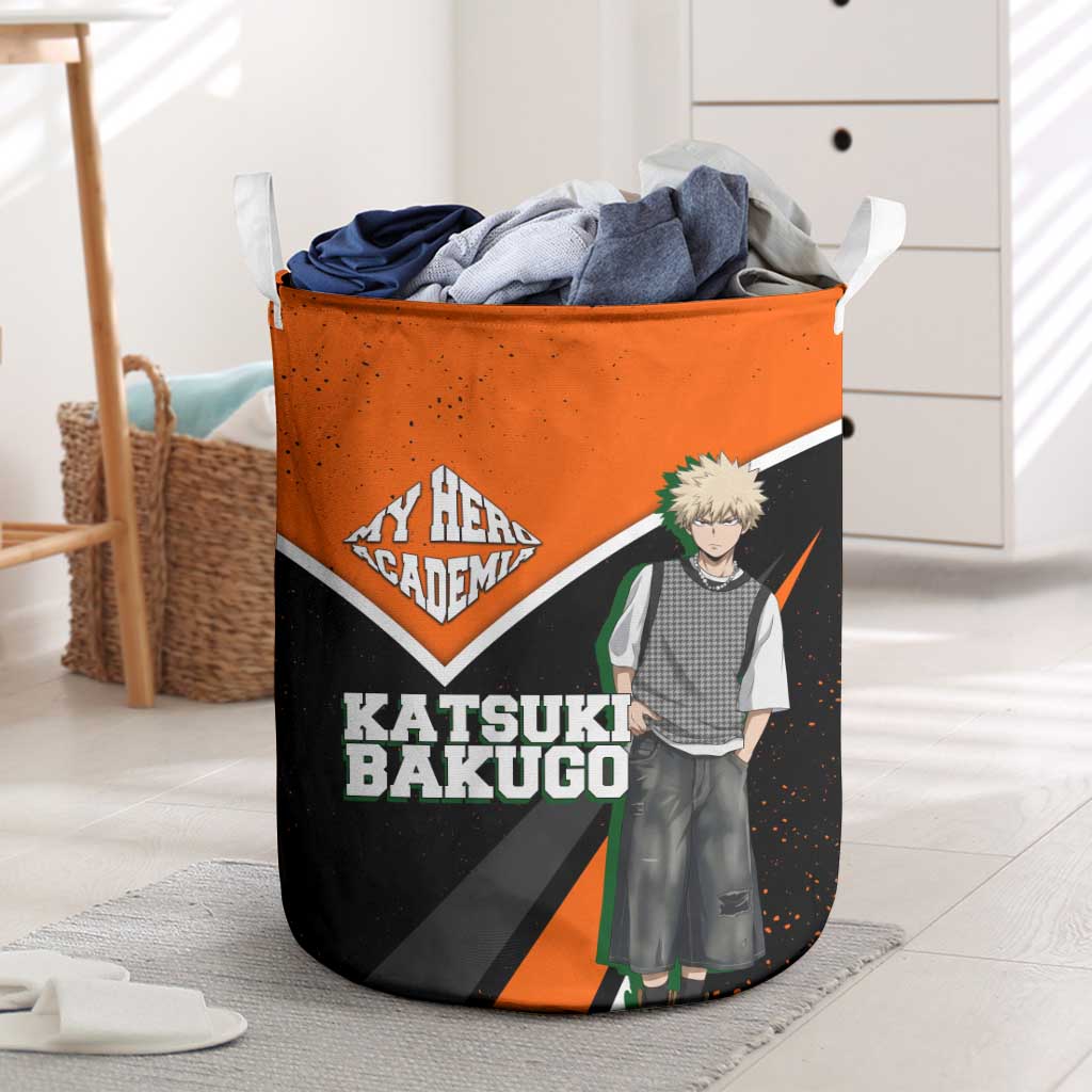 Katsuki Bakugo My Hero Academia Laundry Basket Anime Grunge Splatter Graphic Style