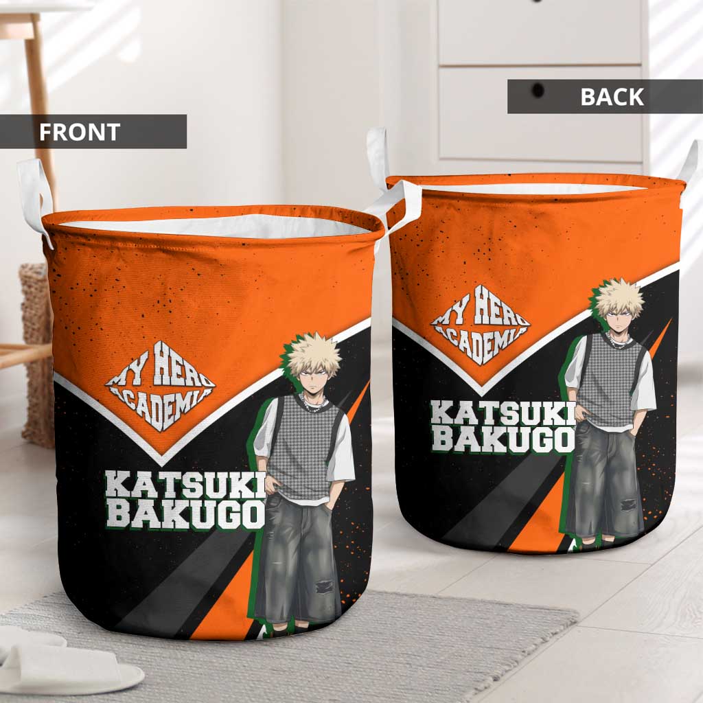 Katsuki Bakugo My Hero Academia Laundry Basket Anime Grunge Splatter Graphic Style