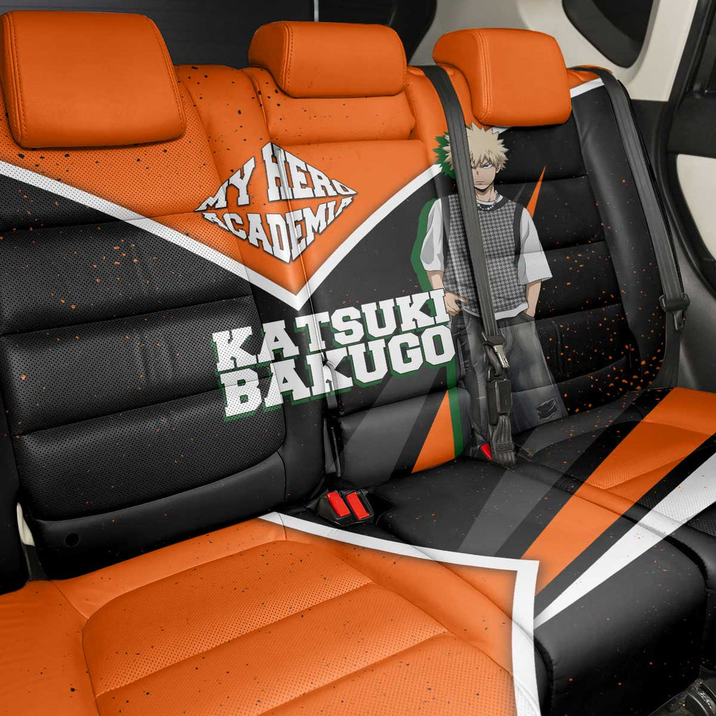 Katsuki Bakugo My Hero Academia Back Car Seat Cover Anime Grunge Splatter Graphic Style