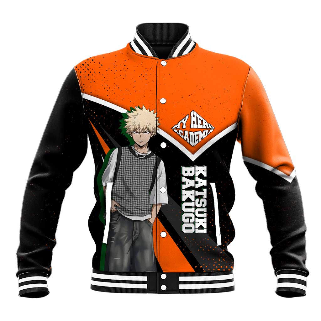 Katsuki Bakugo My Hero Academia Baseball Jacket Anime Grunge Splatter Graphic Style