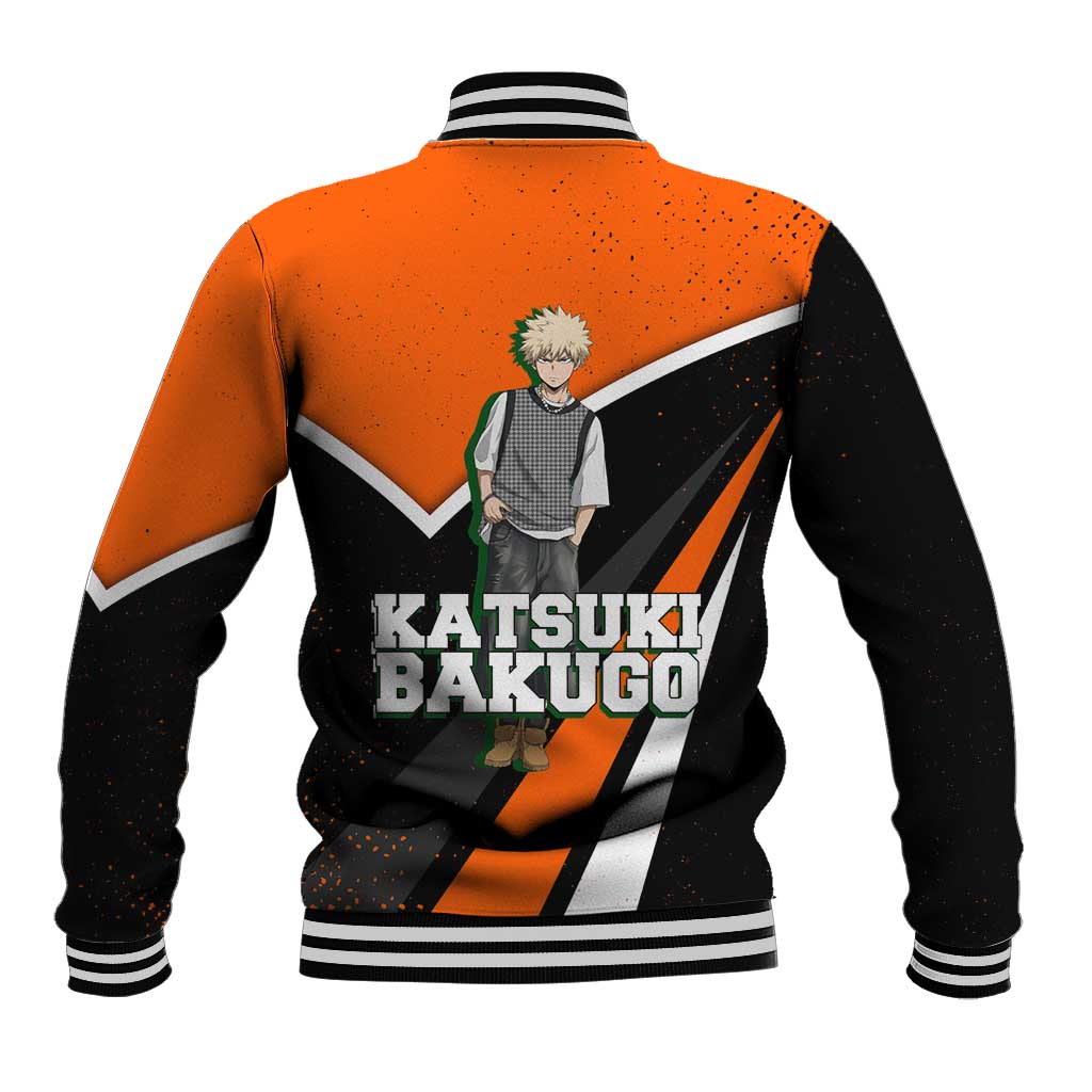 Katsuki Bakugo My Hero Academia Baseball Jacket Anime Grunge Splatter Graphic Style