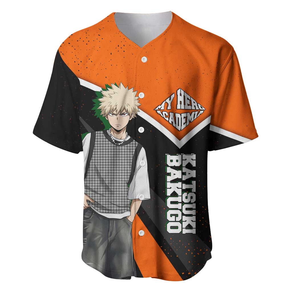 Katsuki Bakugo My Hero Academia Baseball Jersey Anime Grunge Splatter Graphic Style