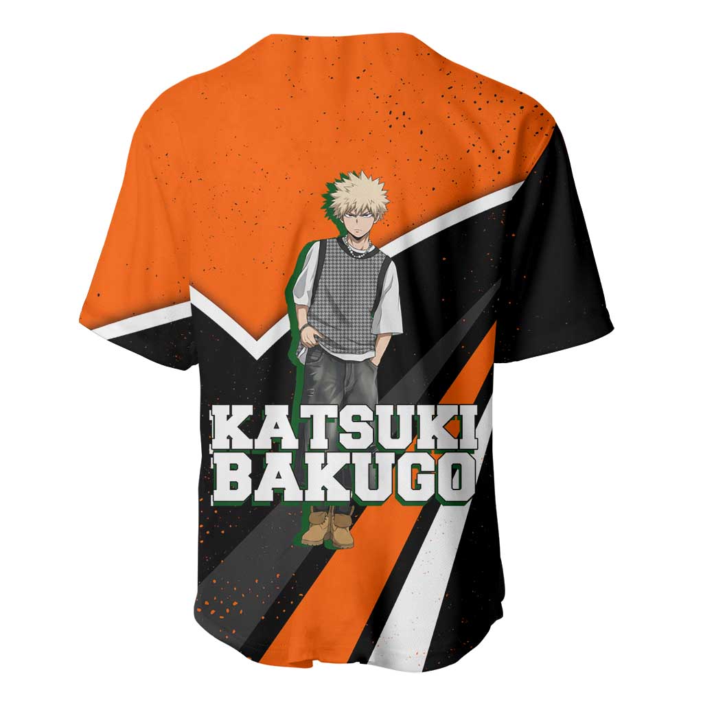 Katsuki Bakugo My Hero Academia Baseball Jersey Anime Grunge Splatter Graphic Style