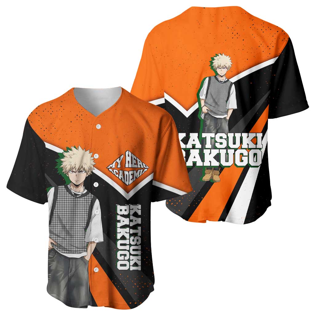 Katsuki Bakugo My Hero Academia Baseball Jersey Anime Grunge Splatter Graphic Style