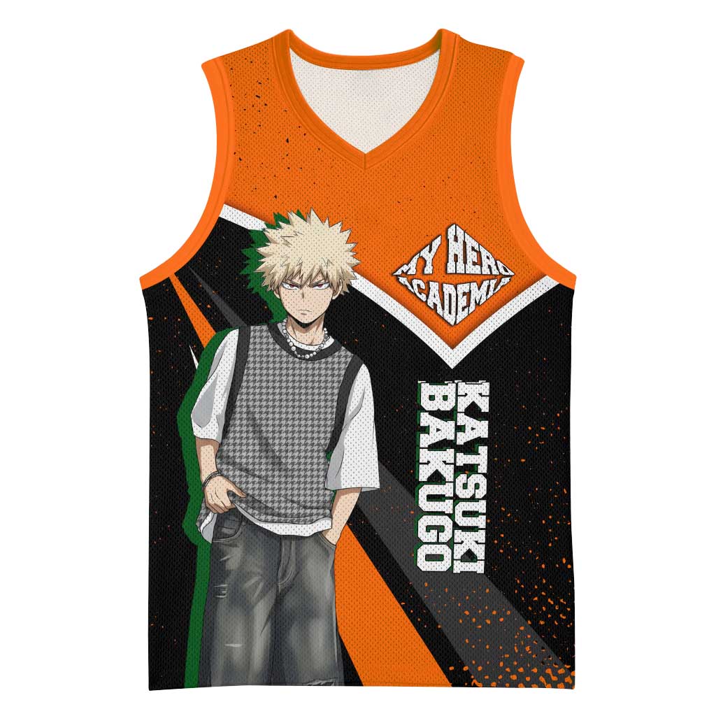 Katsuki Bakugo My Hero Academia Basketball Jersey Anime Grunge Splatter Graphic Style