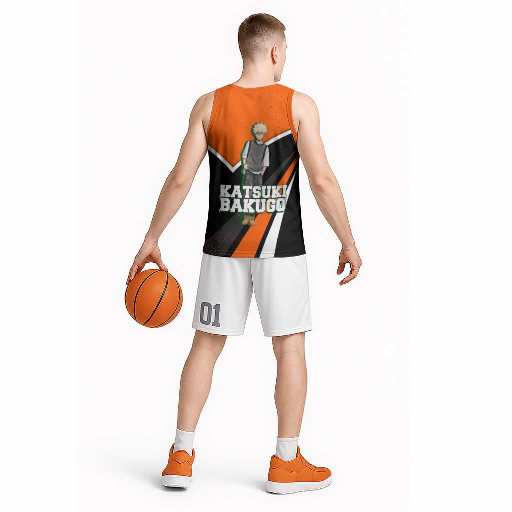 Katsuki Bakugo My Hero Academia Basketball Jersey Anime Grunge Splatter Graphic Style
