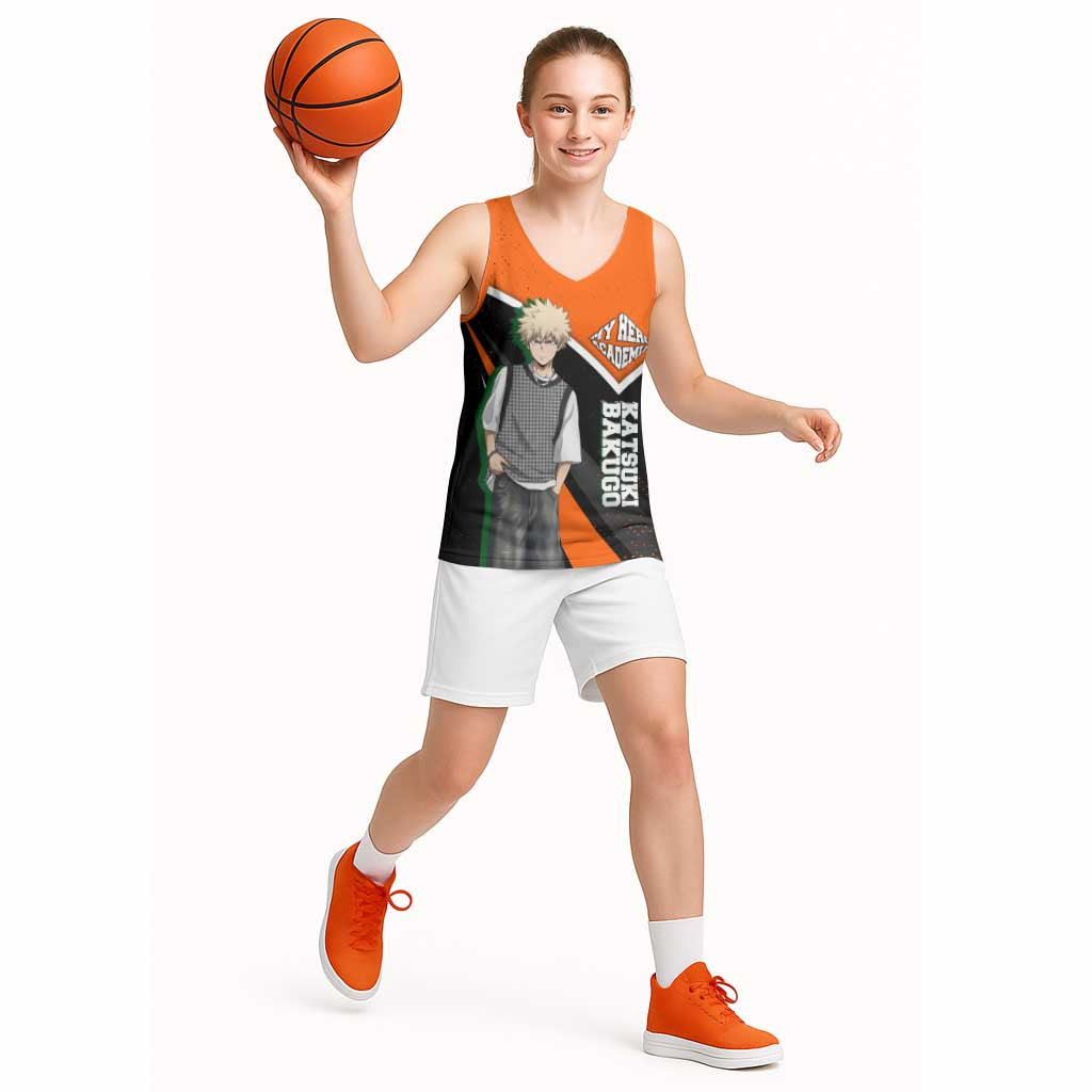 Katsuki Bakugo My Hero Academia Basketball Jersey Anime Grunge Splatter Graphic Style