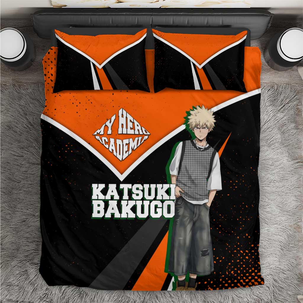 Katsuki Bakugo My Hero Academia Bedding Set Anime Grunge Splatter Graphic Style