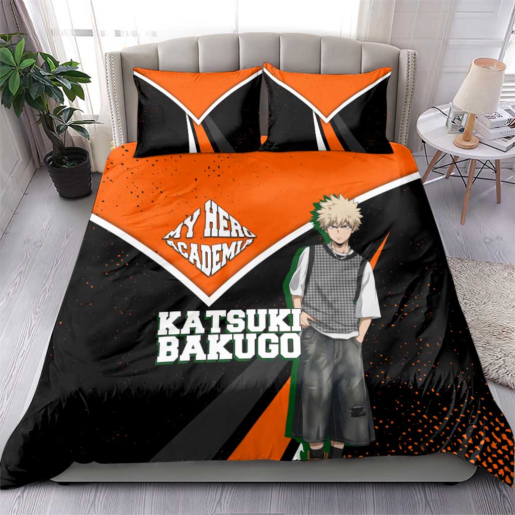 Katsuki Bakugo My Hero Academia Bedding Set Anime Grunge Splatter Graphic Style