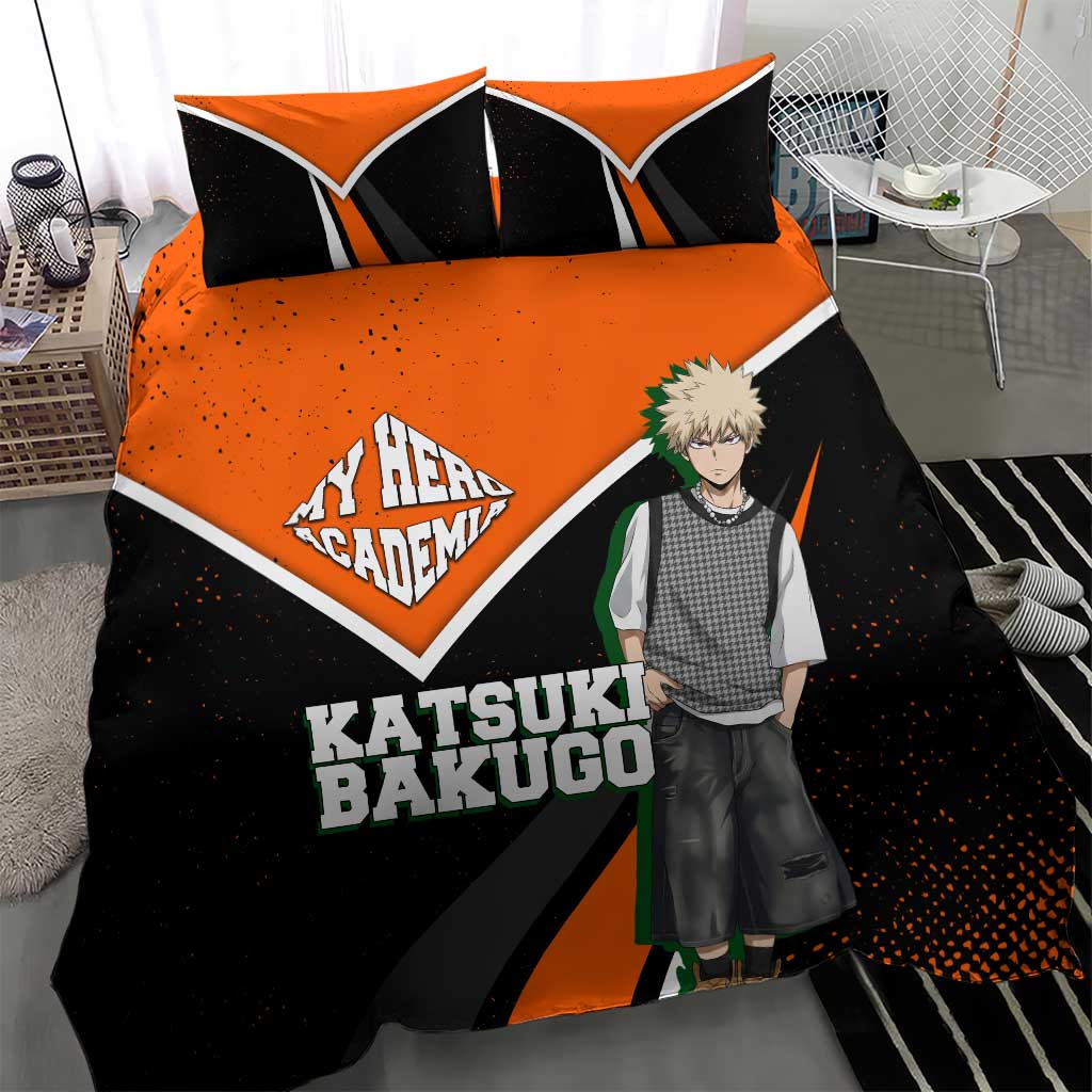 Katsuki Bakugo My Hero Academia Bedding Set Anime Grunge Splatter Graphic Style