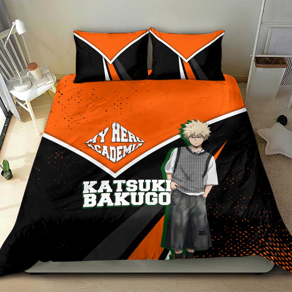Katsuki Bakugo My Hero Academia Bedding Set Anime Grunge Splatter Graphic Style