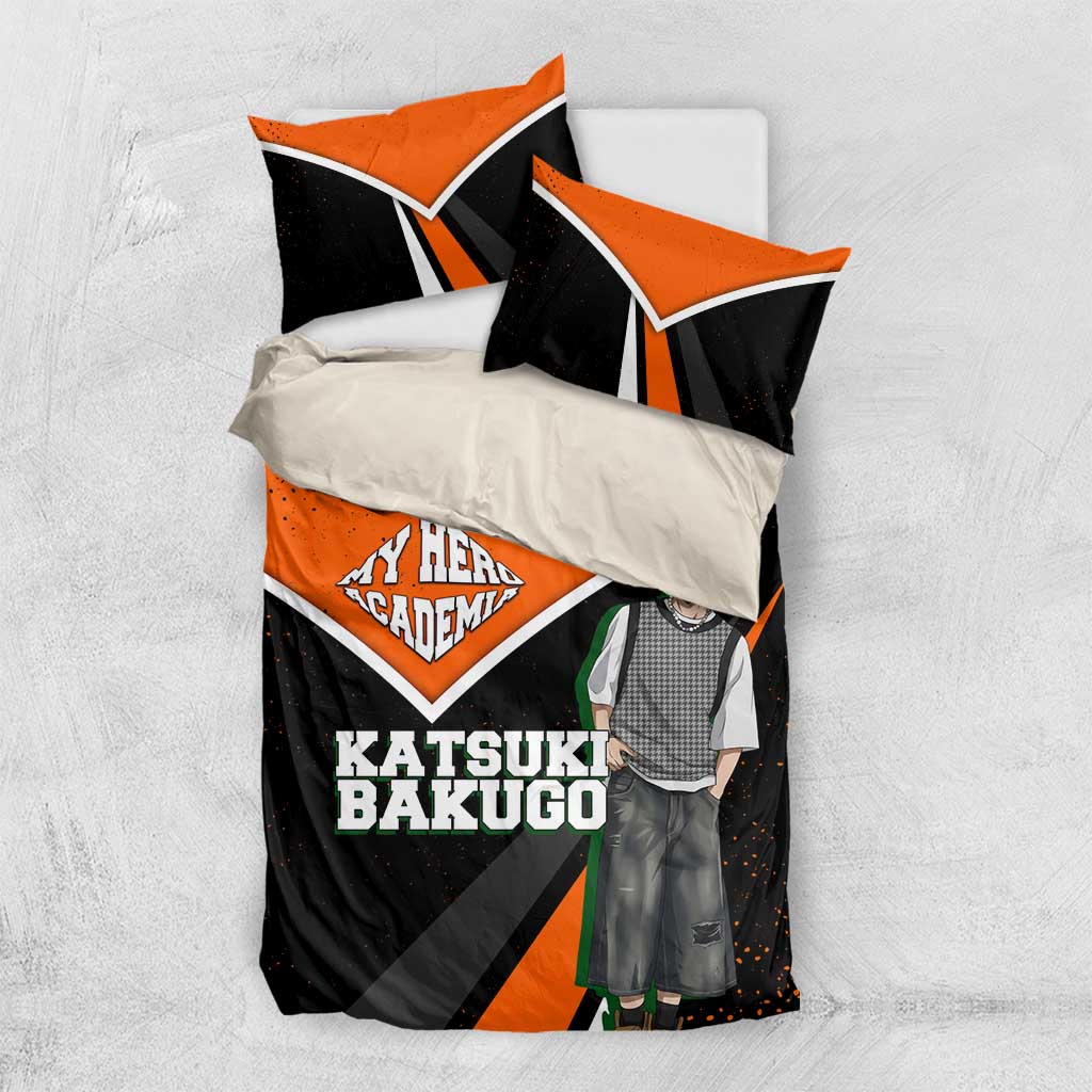 Katsuki Bakugo My Hero Academia Bedding Set Anime Grunge Splatter Graphic Style